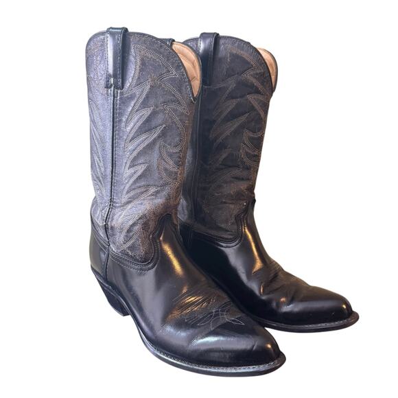 Durango DB400 Men's US 10.5 Black Leather Embroidered Western Cowboy Boots - Picture 1 of 10